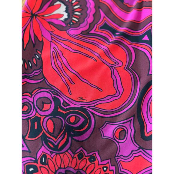 Womens Trina Turk Joni Floral Print Pink Orange Red Long Sleeve Shift Dress M - Picture 10 of 10